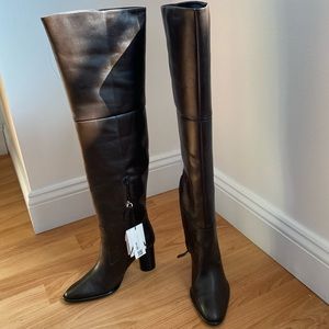 Leather over the knees boots.
